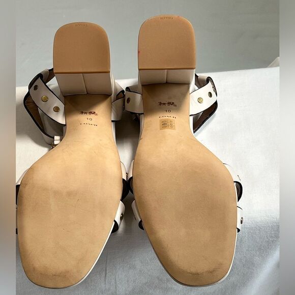 Coach White Margaret Block Heel Sandals Size 10 - Picture 5 of 10